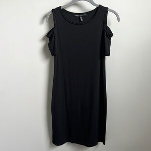 WHBM size XXS black cold shoulder jersey knit dress